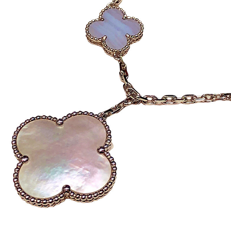 Van Cleef & Arpels Magic Alhambra Chalcedony Mother of Pearl 5-Motif 18KT White Gold Bracelet