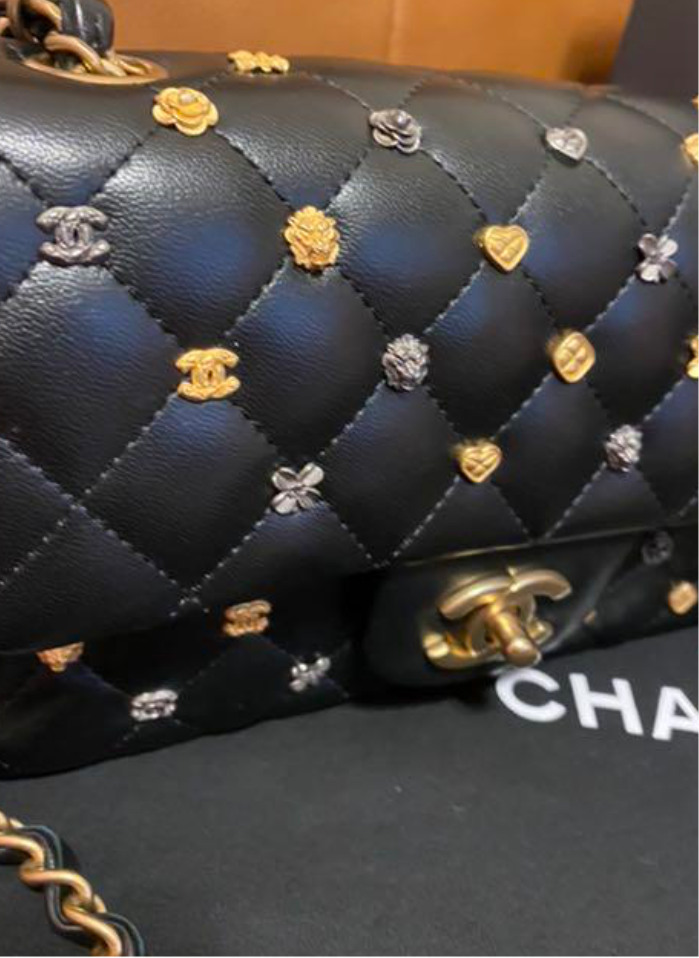 CHANEL Black Lambskin Lucky Charm Embellished Classic Flap Bag