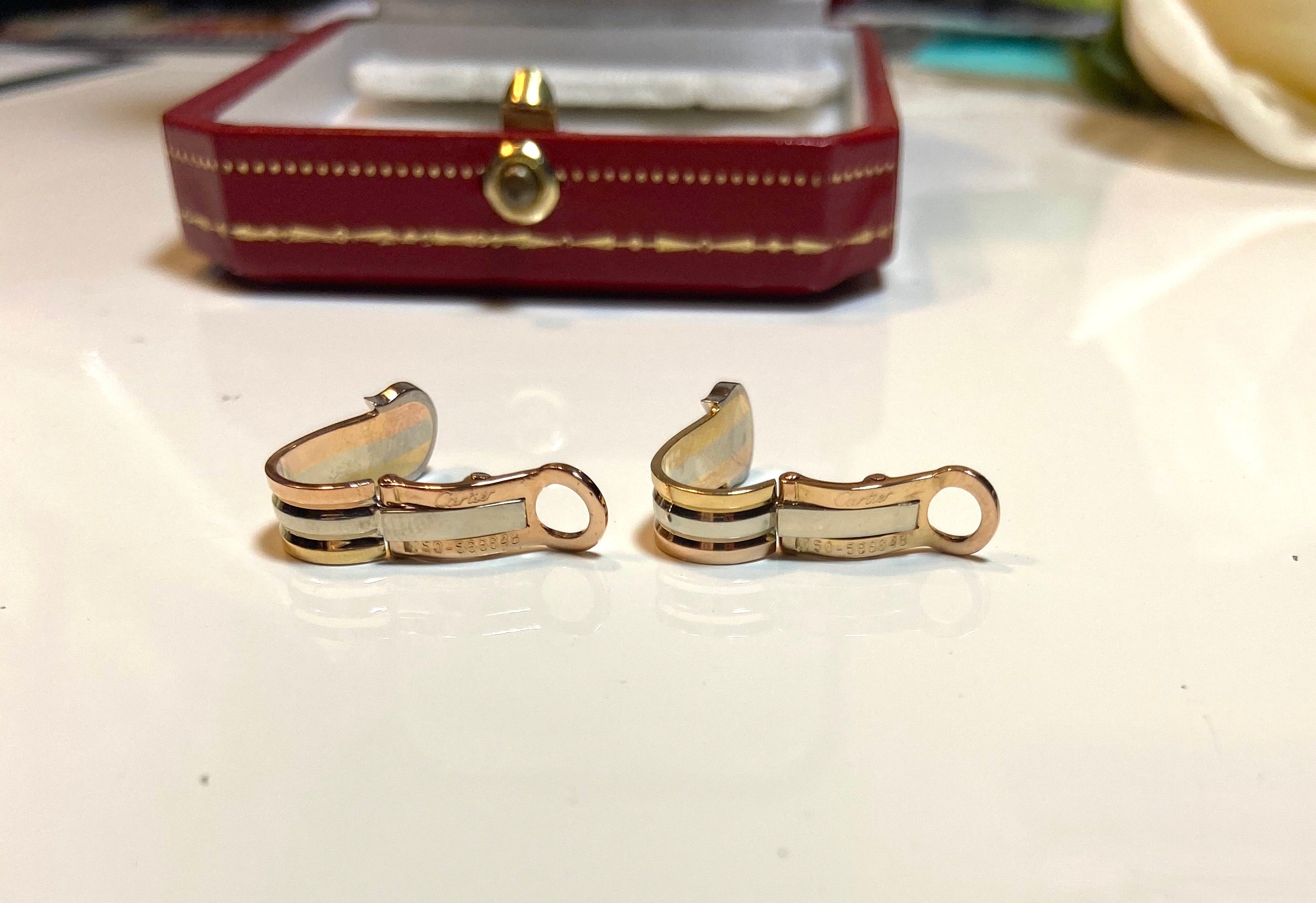 Cartier 2C de Cartier Logo Diamond 18KT Trinity Gold Earrings