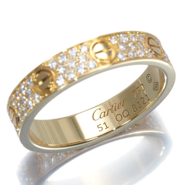 Cartier Diamond Paved 18KT Yellow Gold Wedding Love Ring Size 51/ US 5.5