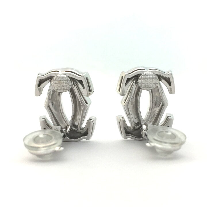 Cartier Penelope Double C 18KT White Infamous Gold Earrings