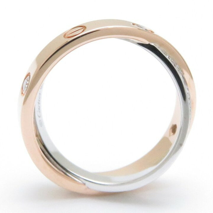Cartier Double Diamond Love Ring 18KT White & Rose Gold Sz #50/ 5