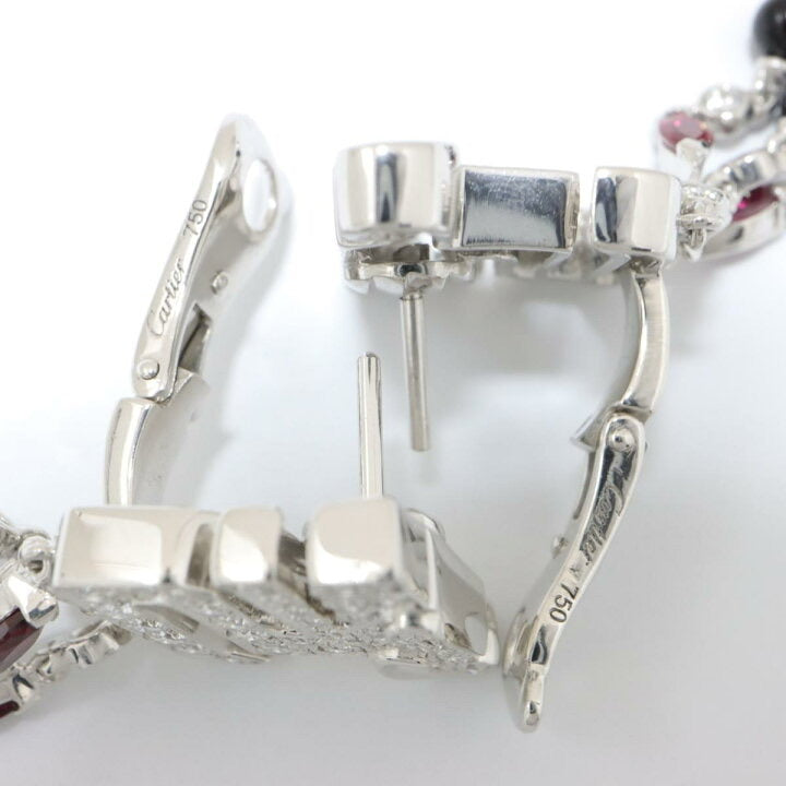 Rare Cartier Du Dragon Diamond Ruby Onyx Dangle Earrings
