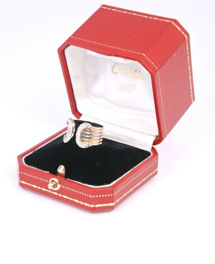 Cartier Wide Double 2C de 18KT Trinity Gold Ring #55/ US 7