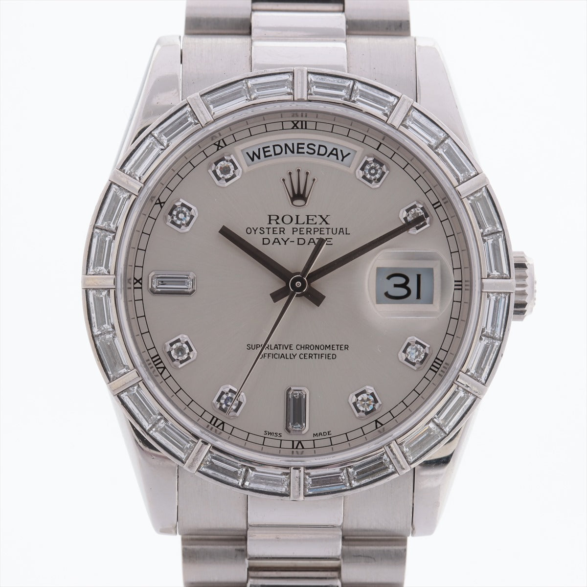 Rolex Platinum Pt950 Diamond Baguette Day Date 43mm Watch