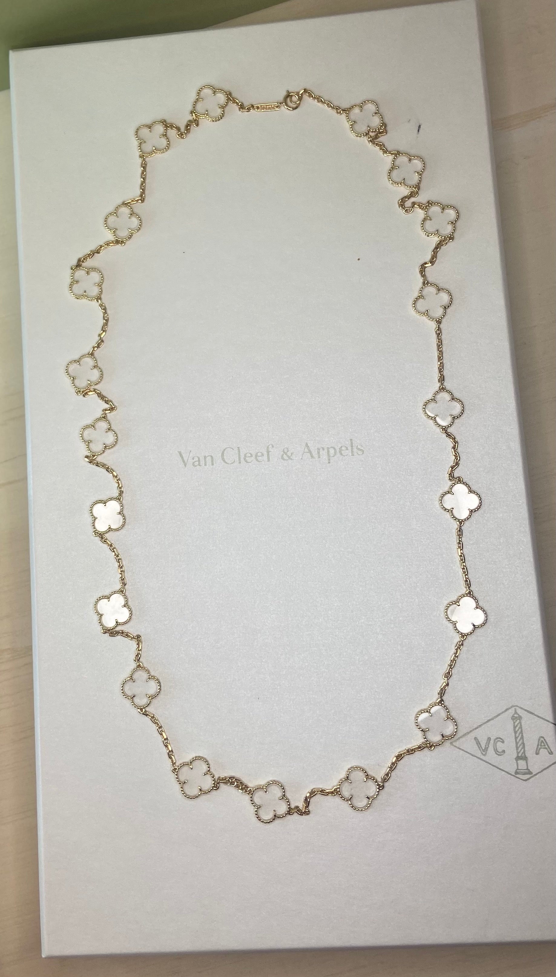 Van Cleef & Arpels Rock Crystal Vintage Alhambra 18KT Yellow Gold Necklace