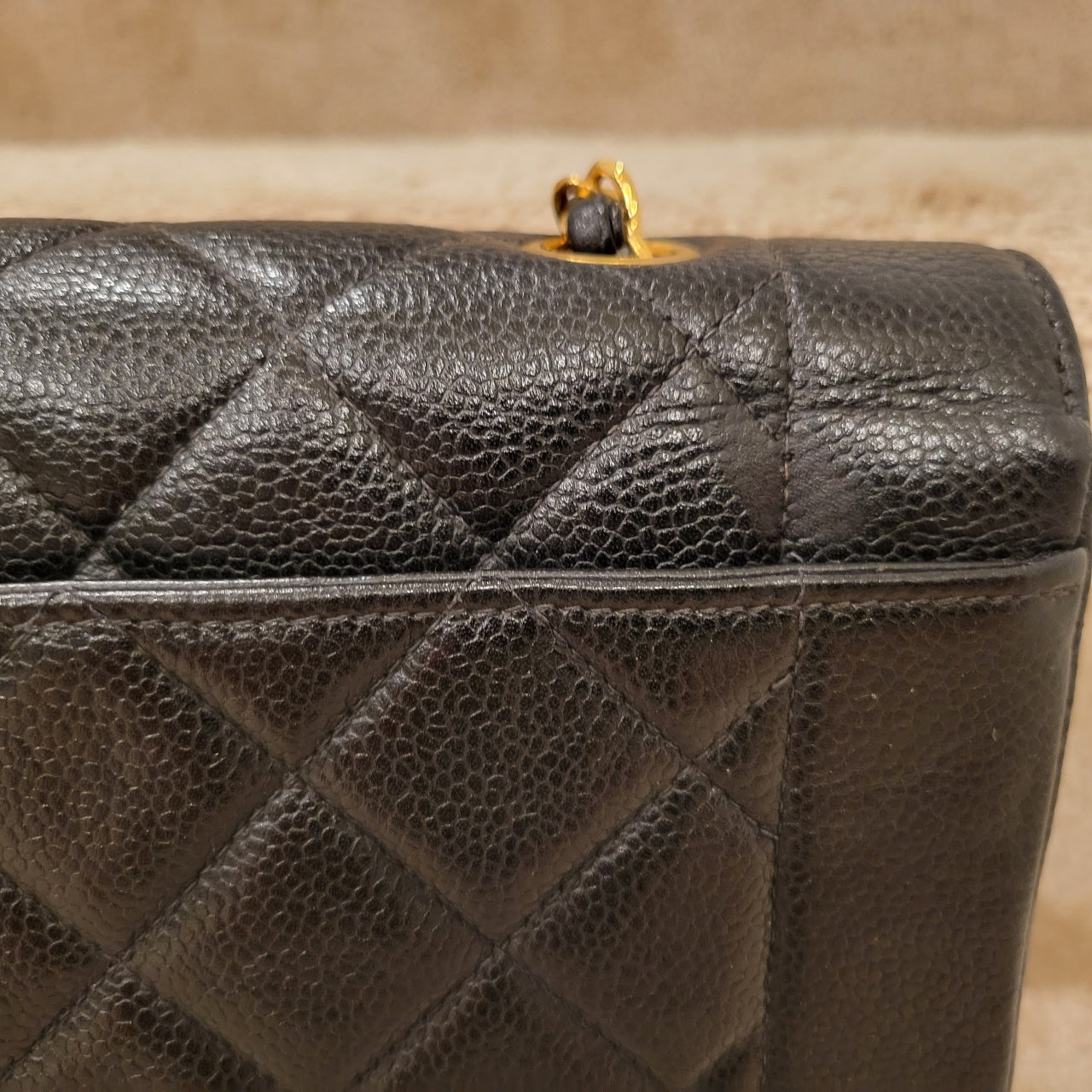 CHANEL Caviar Diana Classic Flap 24KT Gold Hardware Handbag