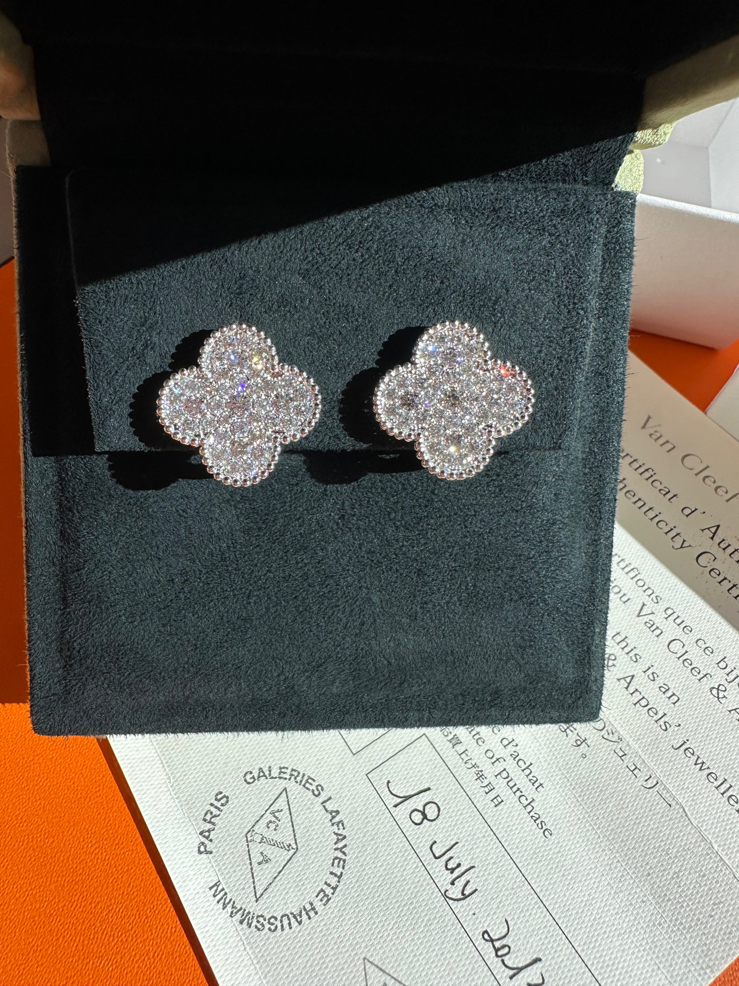 Van Cleef & Arpels Diamond-Paved Magic Alhambra Ear Studs