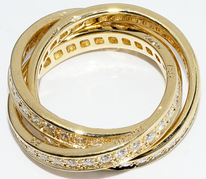 Cartier Diamond-Paved Trinity Rolling Ring US Size 8