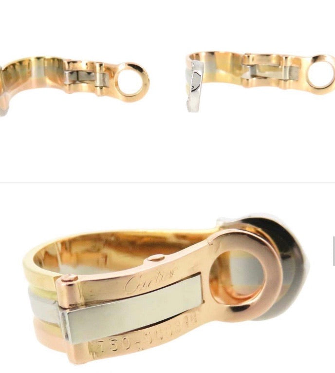 Cartier 2C de Cartier Logo Diamond 18KT Trinity Gold Earrings