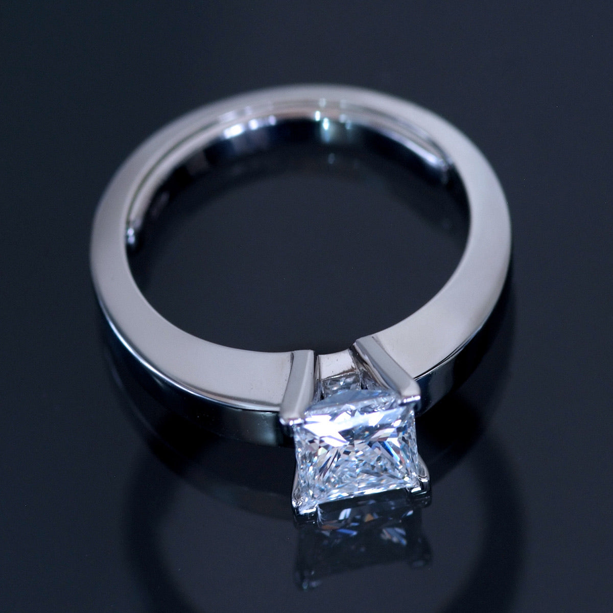 Rare Cartier 1.15ct E VS1 Princess Cut Diamond Engagement/ Wedding Ring