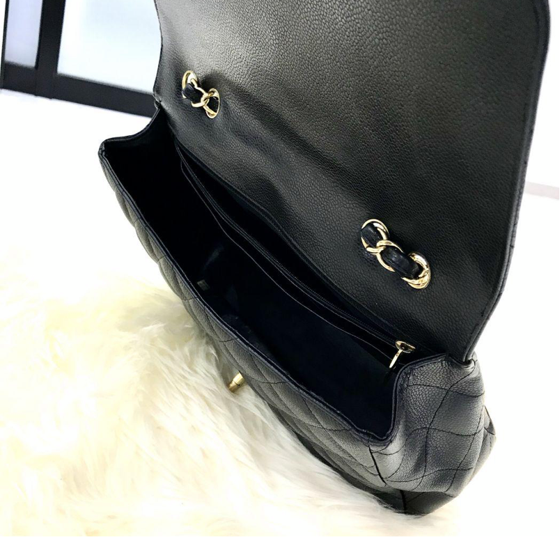 CHANEL Black Caviar Gold Hardware Jumbo Flap Bag