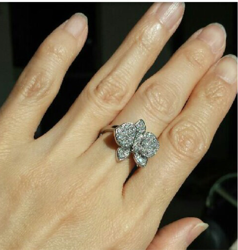 Cartier Diamond Large Caresse D’Orchidees Flower Ring Size 49/ 5