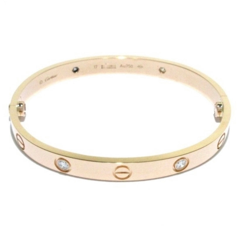 Cartier 4 Diamond 18KT Rose Gold Love Bracelet