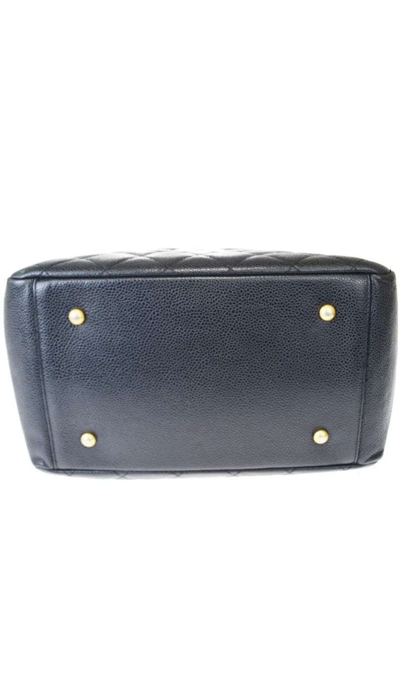 CHANEL Petite Black Caviar Shopping Tote Timeless Handbag