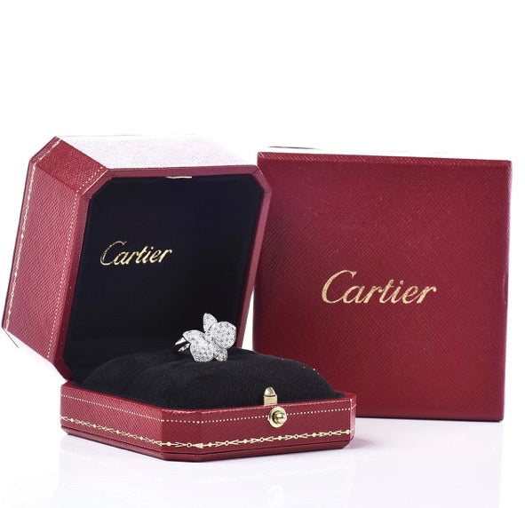 Cartier Diamond Large Caresse D’Orchidees Flower Ring Size 49/ 5
