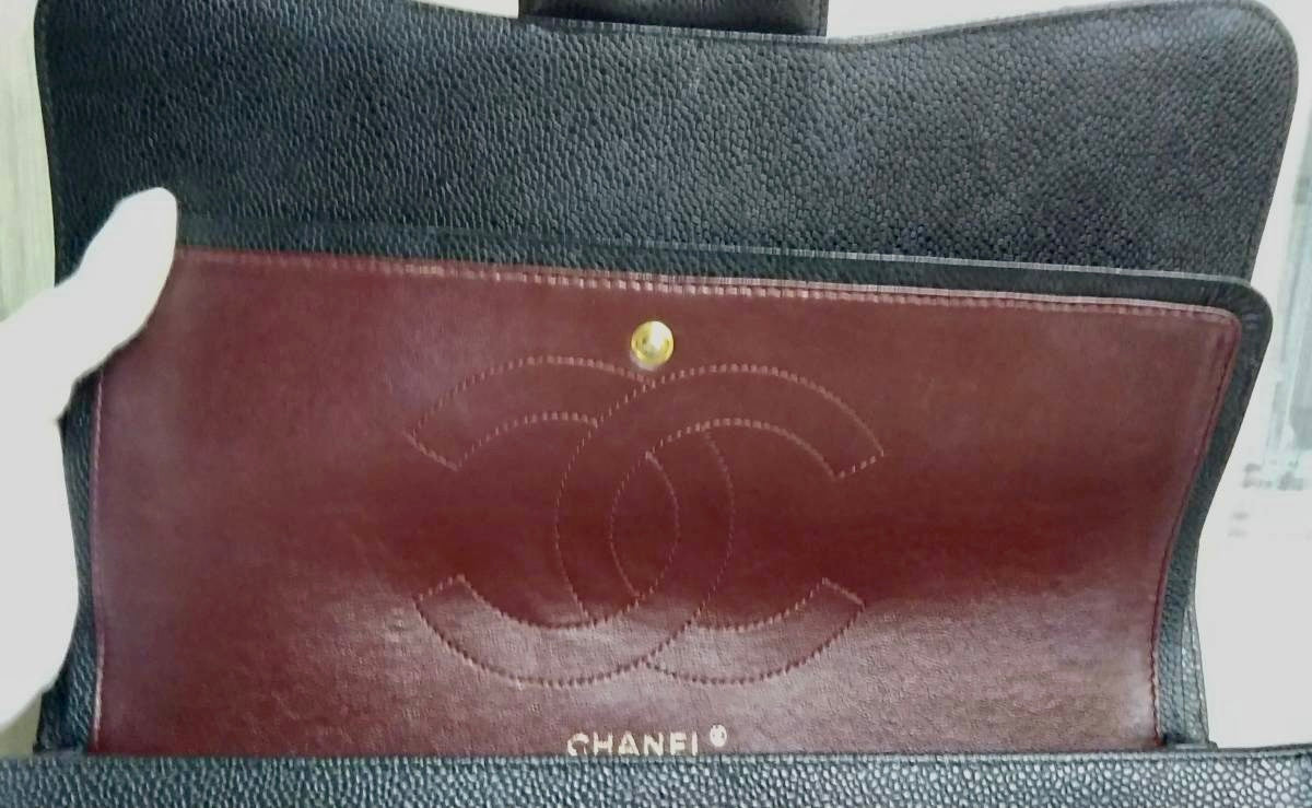 CHANEL Black Caviar Gold Hardware Jumbo 30cm Double Flap Bag