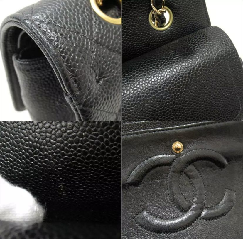 CHANEL Caviar Gold Hardware GHW Medium Double Flap Bag