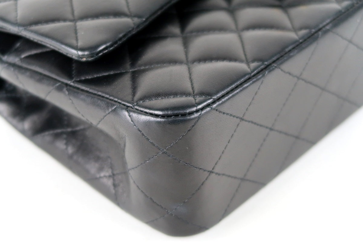 CHANEL Black Lambskin Medium GHW Double Flap Bag