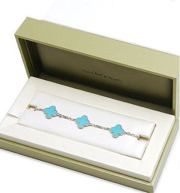 Van Cleef & Arpels Vintage Alhambra Turquoise 18KT White Gold Bracelet