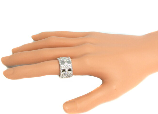 Van Cleef & Arpels Perlee Diamond Clover Alhambra Ring #52/ US6