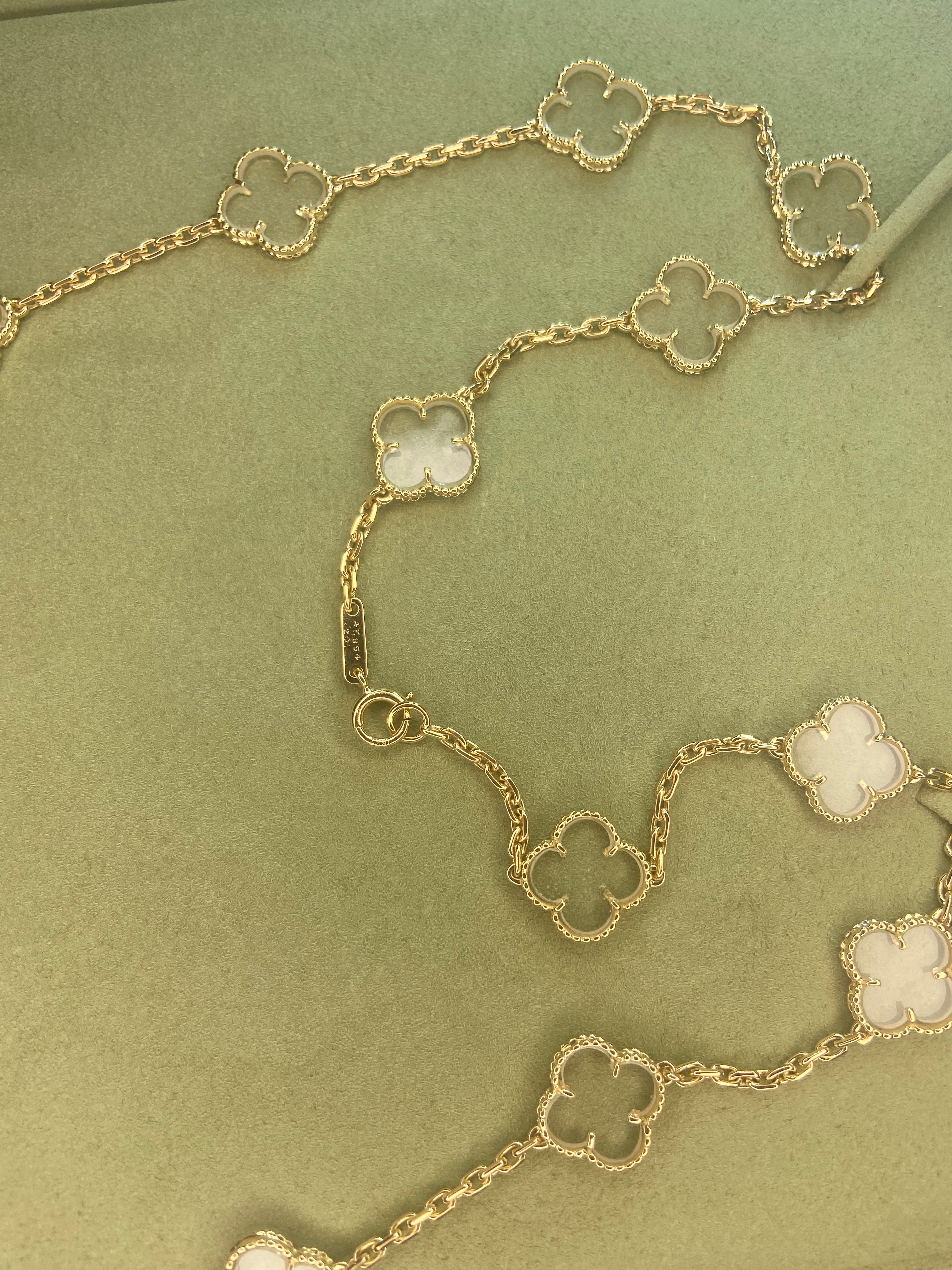 Van Cleef & Arpels Rock Crystal Vintage Alhambra 18KT Yellow Gold Necklace