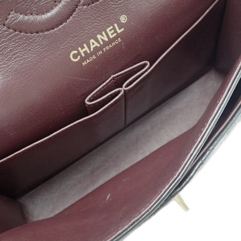 CHANEL Black Quilted Lambskin Double Flap 25 Shoulder Handbag