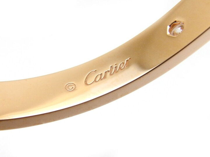 Cartier 4 Diamond Rose Gold Love Bracelet Size 17