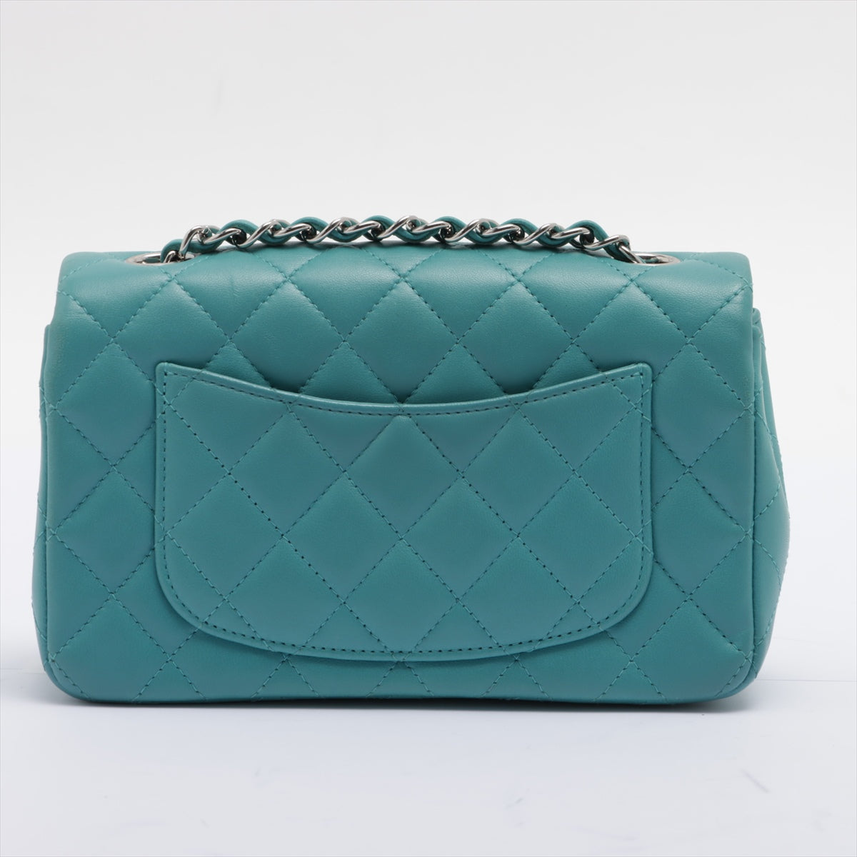 CHANEL Teal Blue Quilted Lambskin Leather Mini Bag