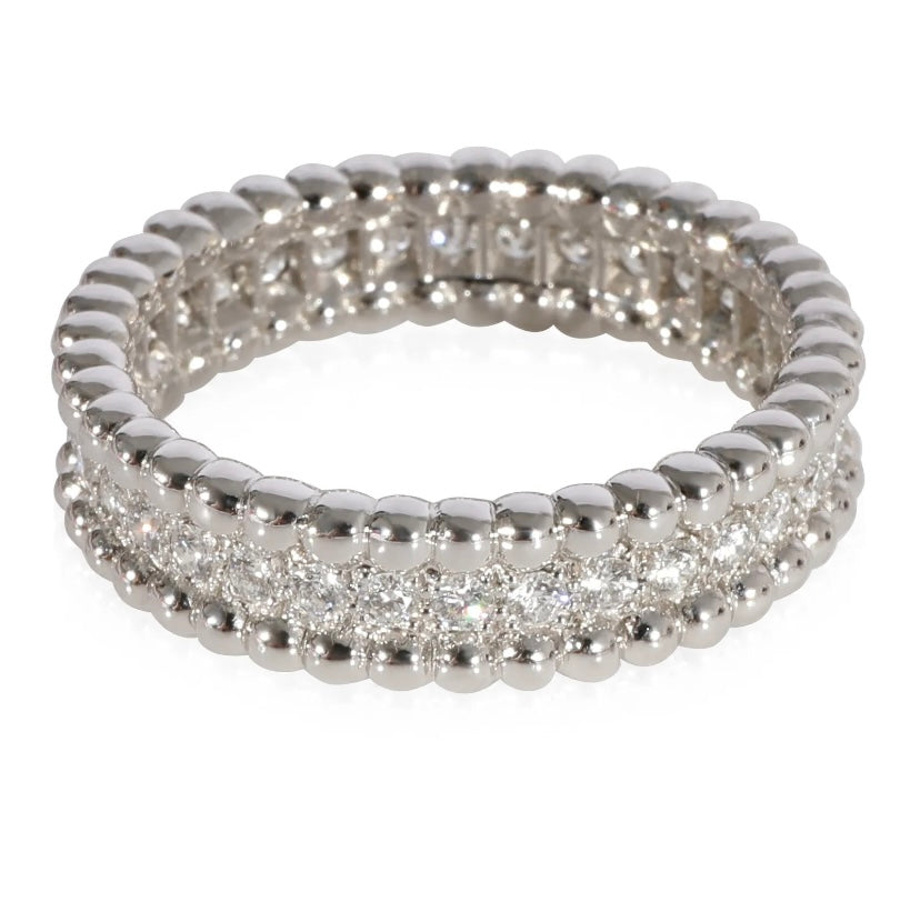 Van Cleef & Arpels Diamond White Gold Perlee Clovers Ring