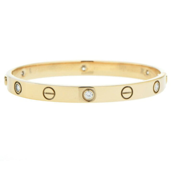 Cartier 6P Diamond Love Bracelet 18KT Yellow Gold Size 16