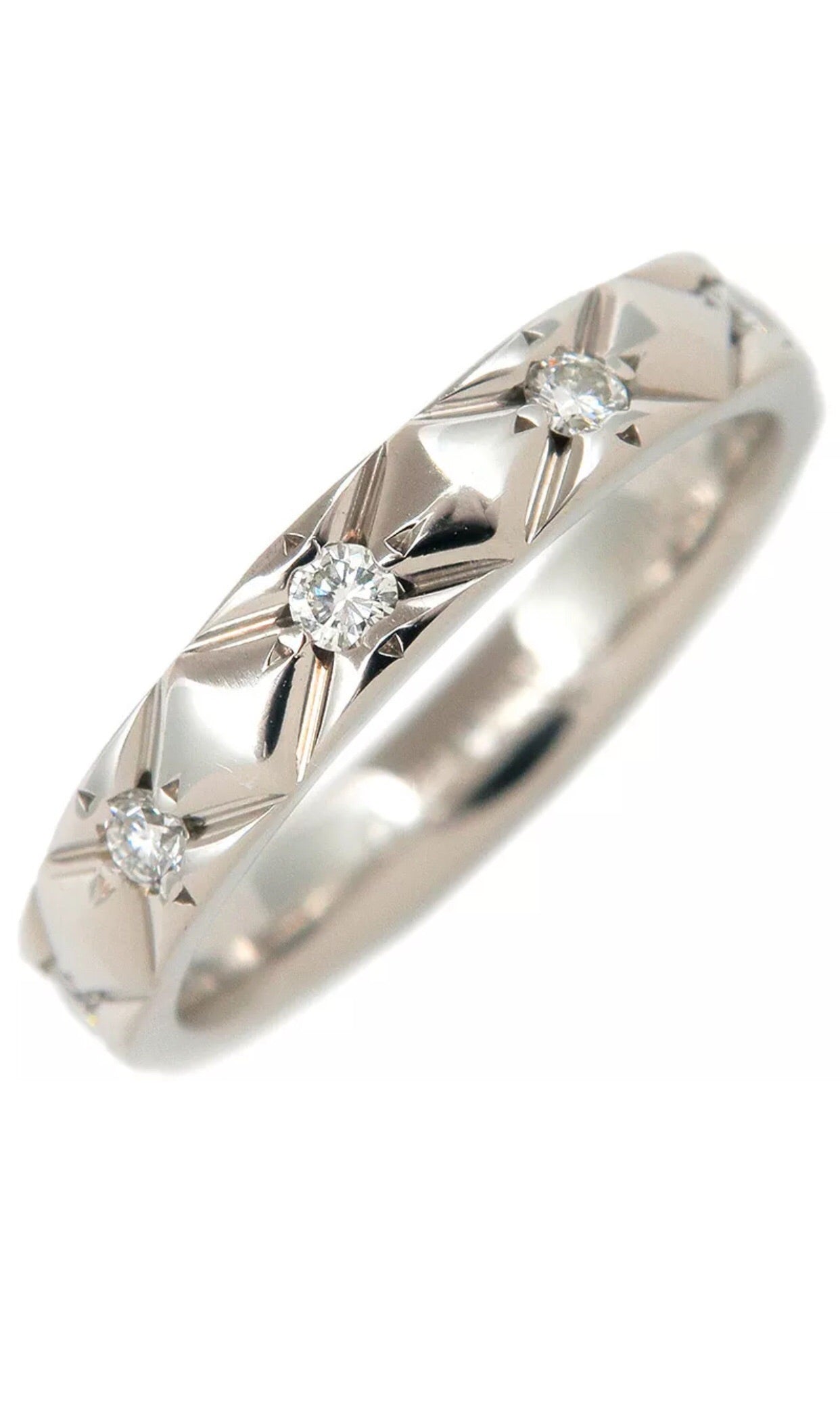 CHANEL PT950 Platinum & Diamonds Matelasse Ring