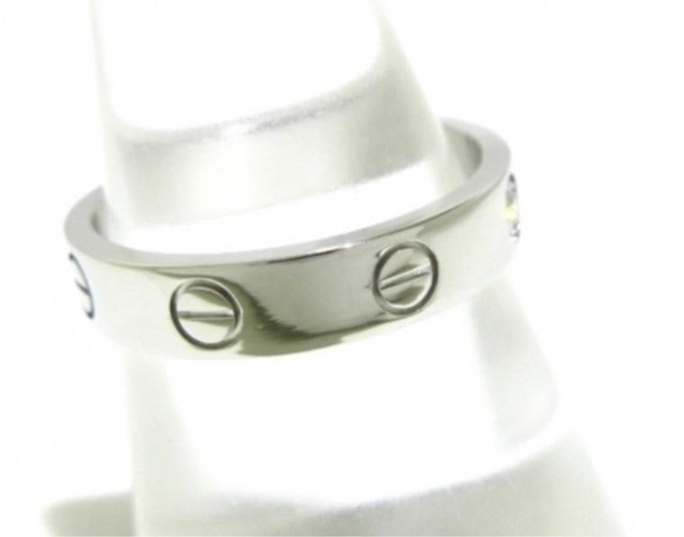 Cartier 1P Diamond Wedding 18KT White Gold Love Ring Size 54