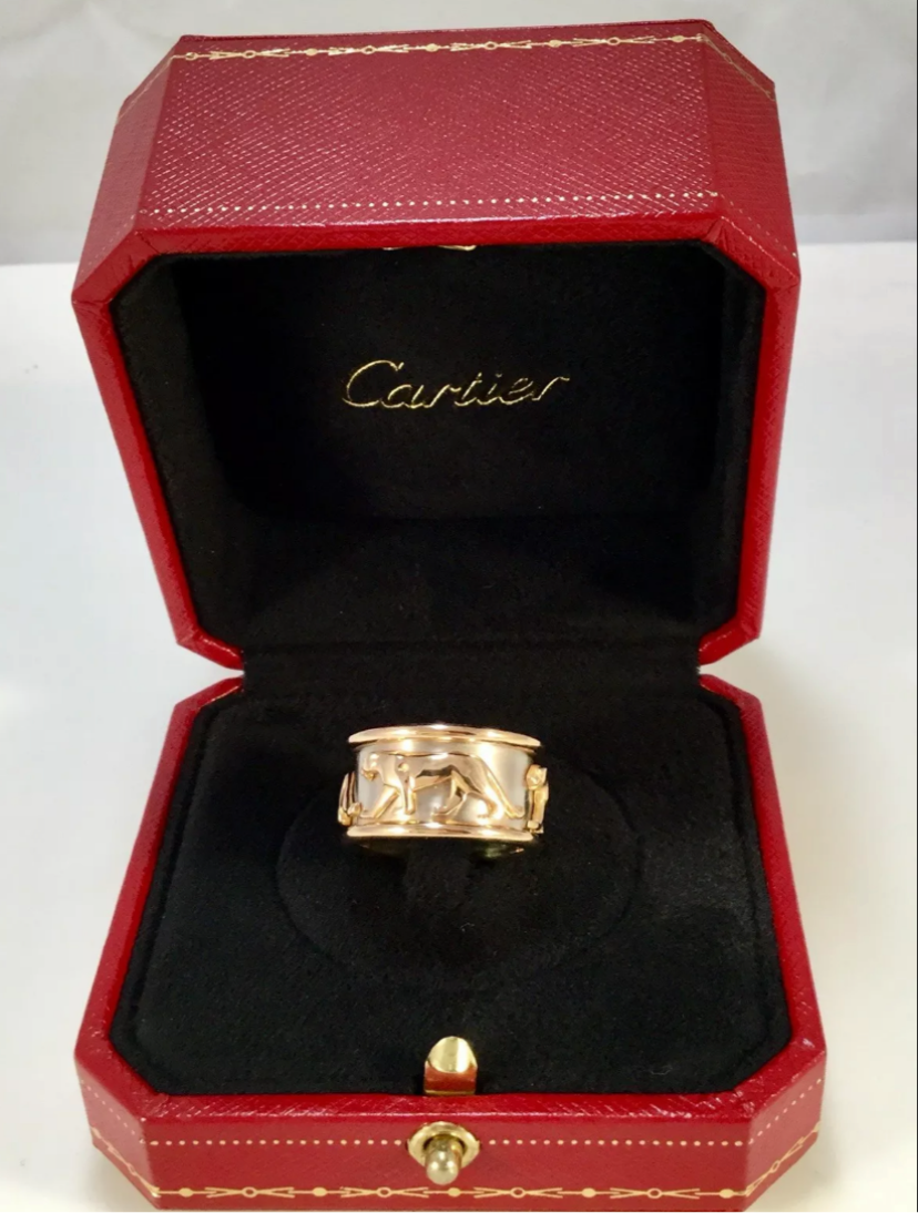 Cartier Walking Panthere 18KT White & Yellow Gold Ring Size 5