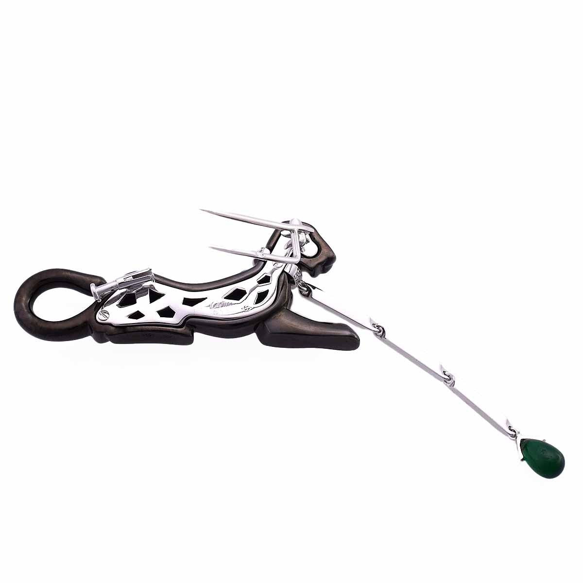 Cartier Diamond & Emerald Dame A La Panthere Brooch