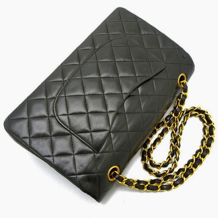CHANEL Black Lambskin Medium Double Flap GHW