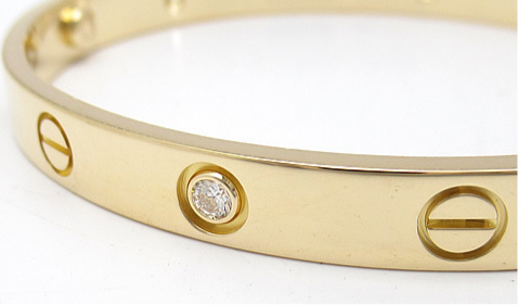 Cartier 6P Diamond Love Bracelet 18KT Yellow Gold Size 16