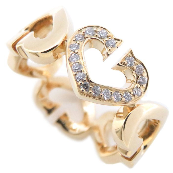 Cartier C Heart Diamond 18KT Yellow Gold Ring Size 5