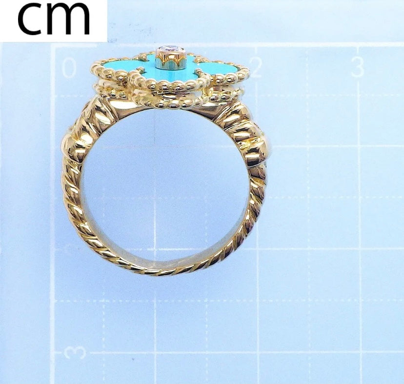 Van Cleef & Arpels Turquoise & Diamond Vintage Alhambra Ring