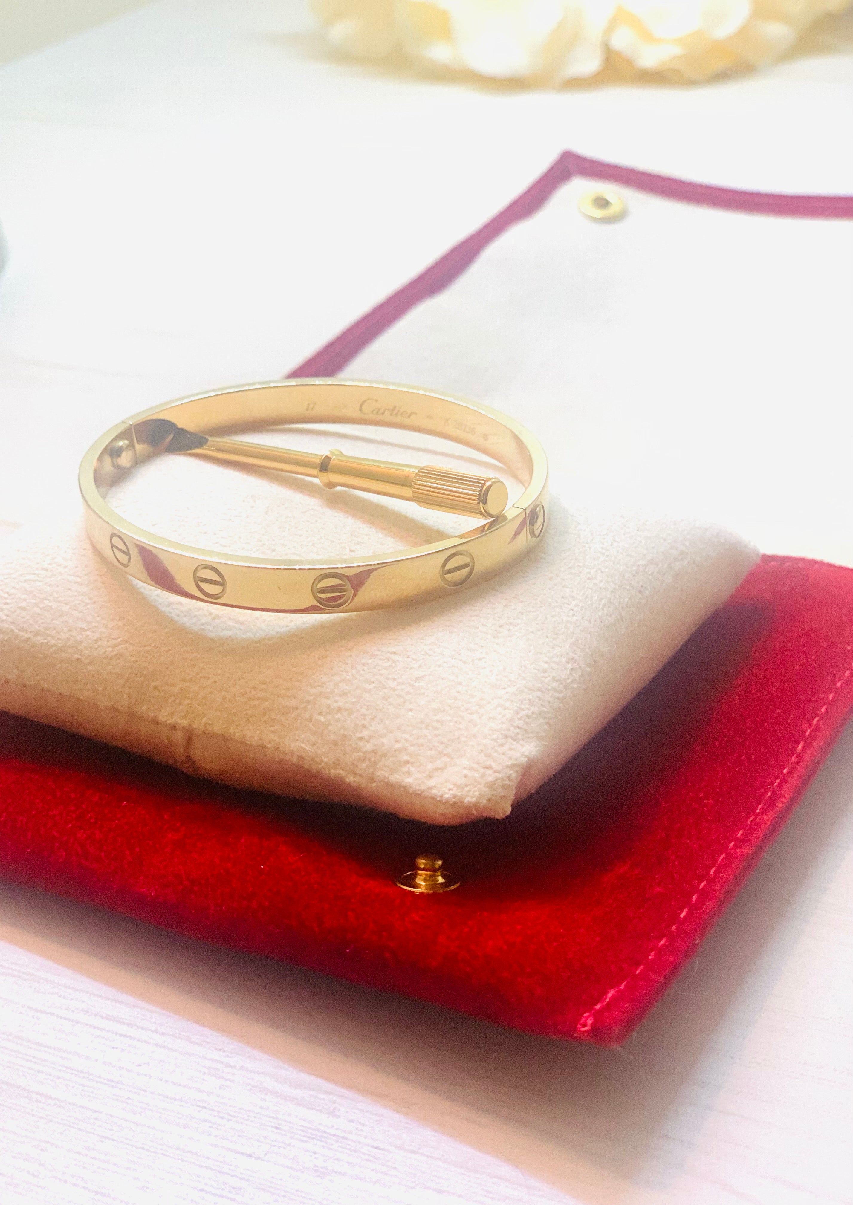 Cartier 18KT Yellow Gold Love Bracelet, Size 17