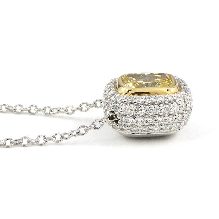 Tiffany Fancy Yellow Diamond .70ct Soleste PT950 18KT Necklace