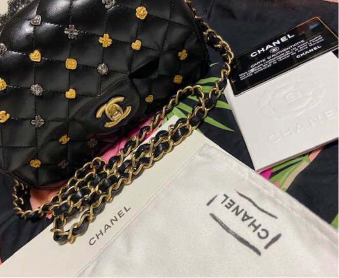 CHANEL Black Lambskin Lucky Charm Embellished Classic Flap Bag