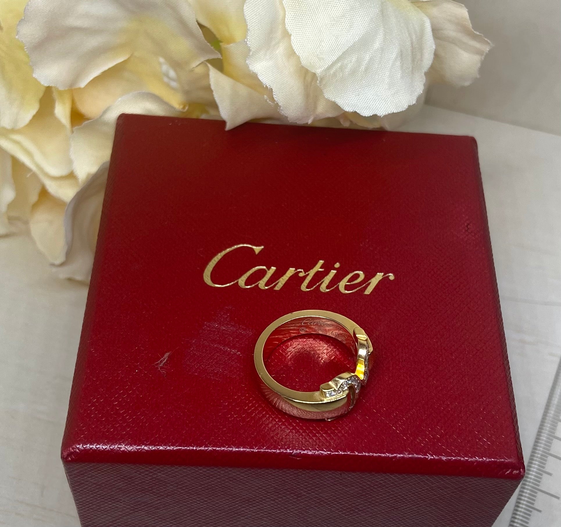 Cartier 2C de Cartier Diamond 18KT Yellow Gold Ring Size 5