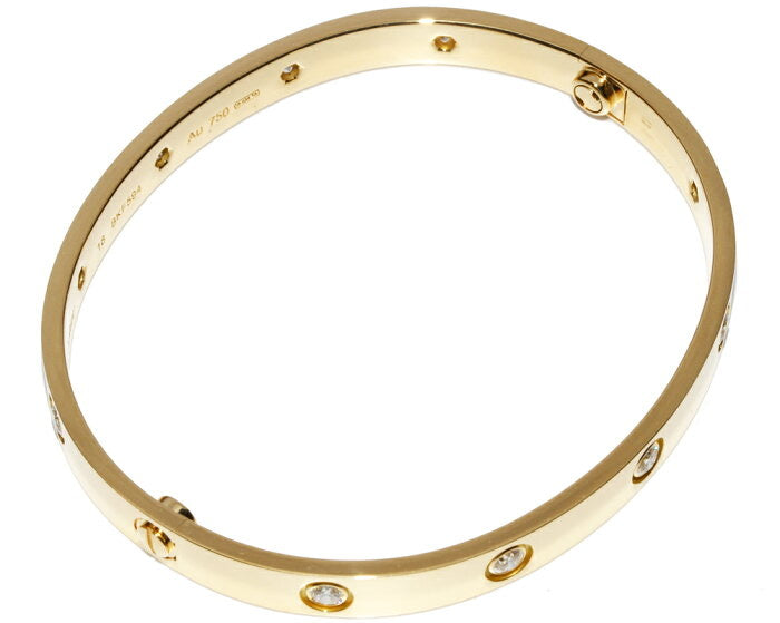 Cartier 10P Full Diamond 18KT Yellow Gold Love Bracelet #18