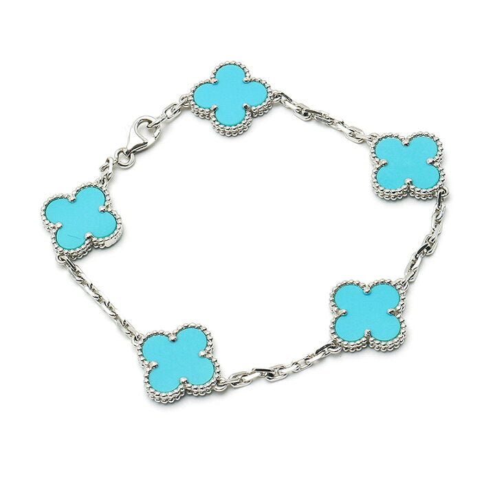 Van Cleef & Arpels Vintage Alhambra Turquoise 18KT White Gold Bracelet