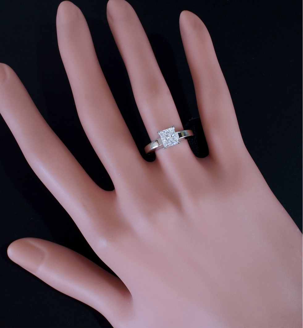 Rare Cartier 1.15ct E VS1 Princess Cut Diamond Engagement/ Wedding Ring