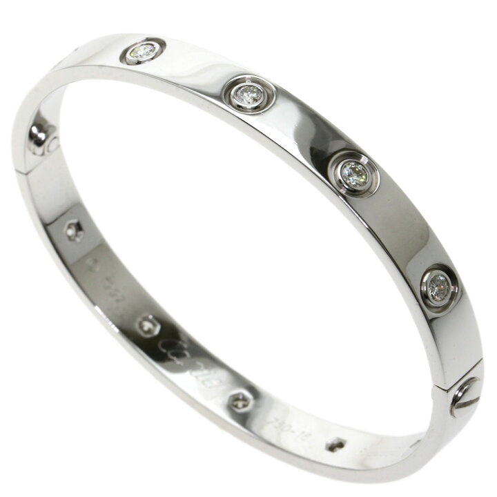 Cartier 10 Diamond 18KT White Gold Love Bracelet Size 16