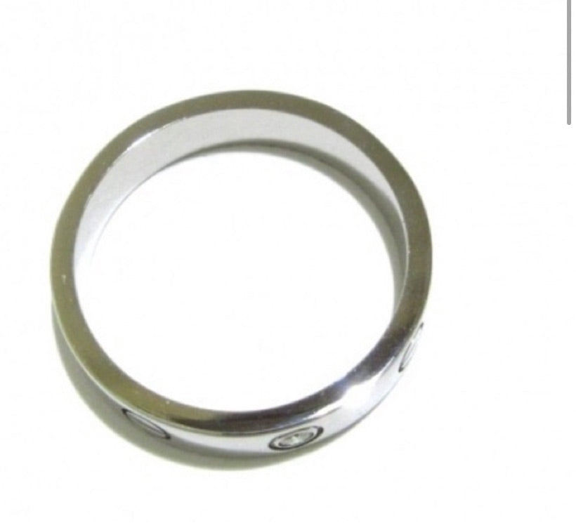 Cartier 1P Diamond Wedding 18KT White Gold Love Ring Size 54