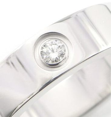 Cartier 3P Half Diamond 18KT White Love Ring Size 57/ 8