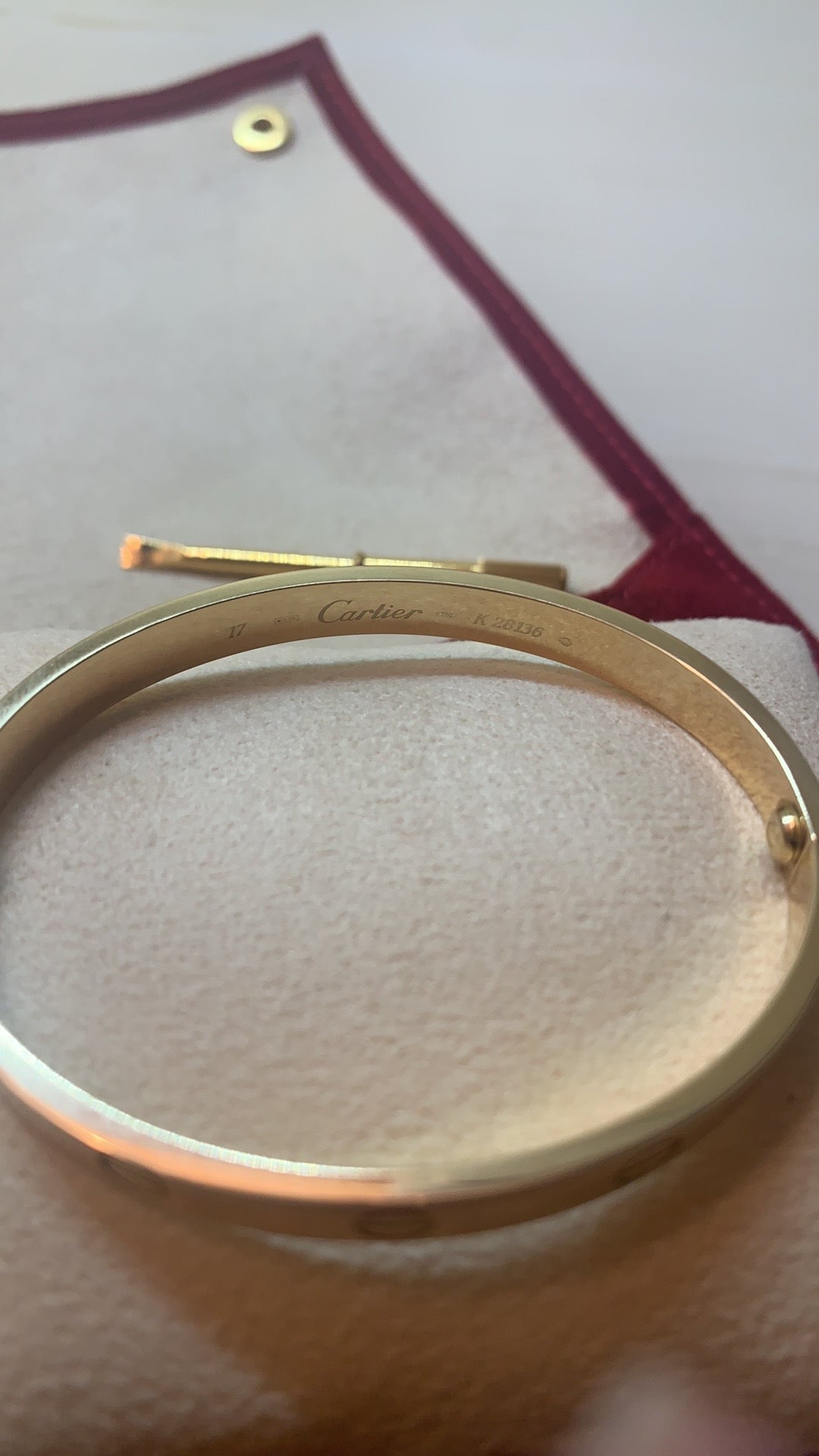 Cartier 18KT Yellow Gold Love Bracelet, Size 17
